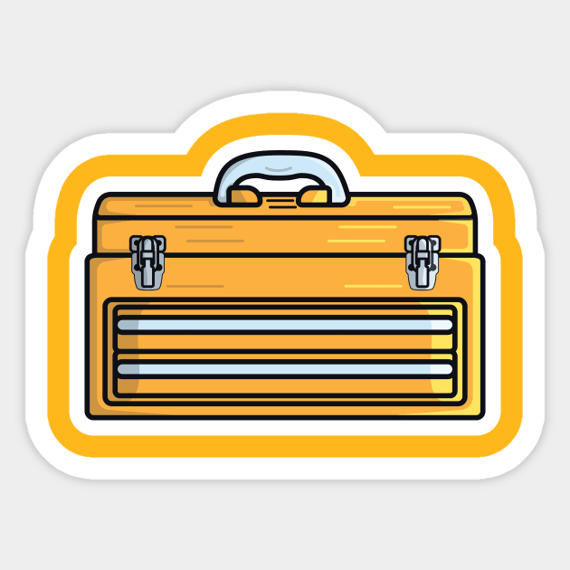 Mechanic Repairing Tool Box Sticker vector illustration. Mechanic and Plumber working tool equipment icon concept. Portable blue metal tool box sticker vector design with shadow. Sticker by AlviStudio